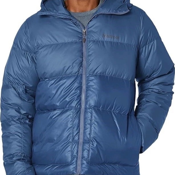 MARMOT Men’s Guides Down Hoody 700-Fill Lightweight Puffer Jacket Hooded Blue XL - Picture 1 of 7